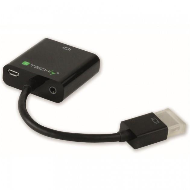 Techly Konverteris HDMI male į VGA female su audio bei micro-USB
