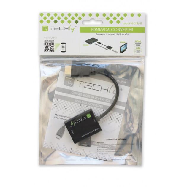 Techly Konverteris HDMI male į VGA female su audio bei micro-USB