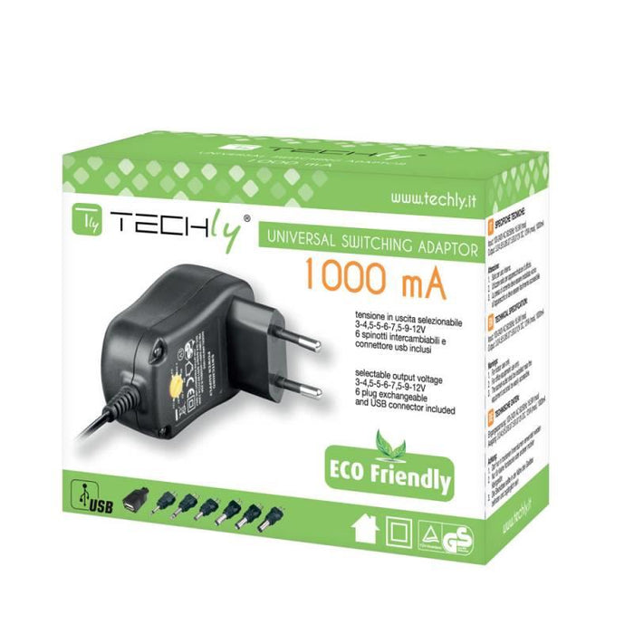 Techly universalus pakrovėjas 3-12V 1A 12W su 7 kištukais