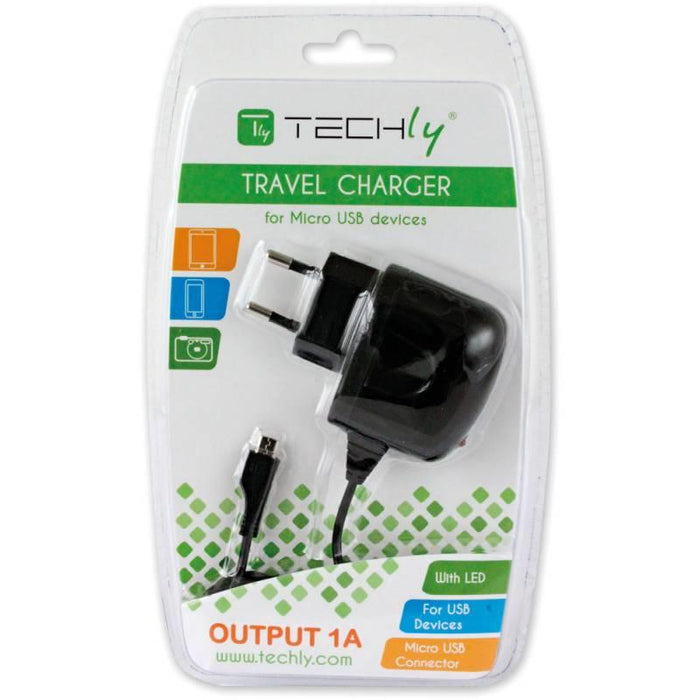 Techly Micro-USB charger 5V 1A with cable, black
