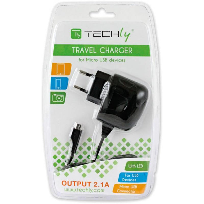 Techly Micro-USB charger 5V 2A with cable, black
