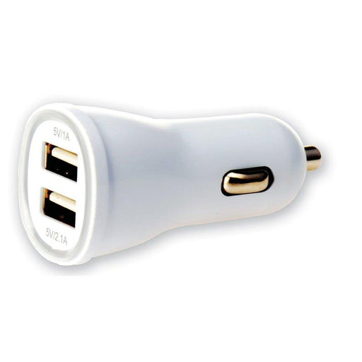 Techly Car USB charger 5V 1A/2.1A, 12/24V, two USB ports, white