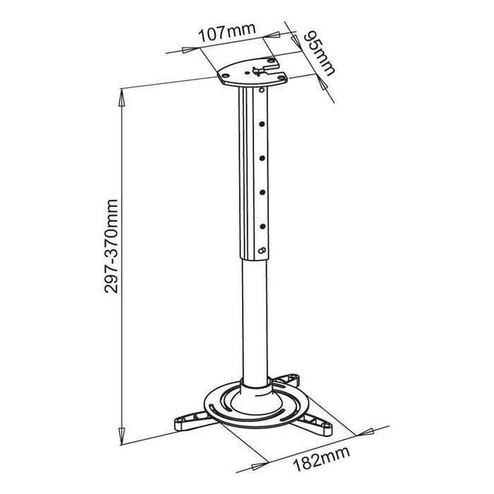 Techly Universal projector ceiling mount 30/37 cm, 15 kg, silver