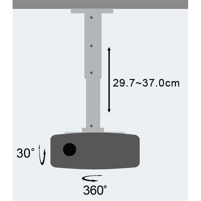 Techly Universal projector ceiling mount 30/37 cm, 15 kg, silver