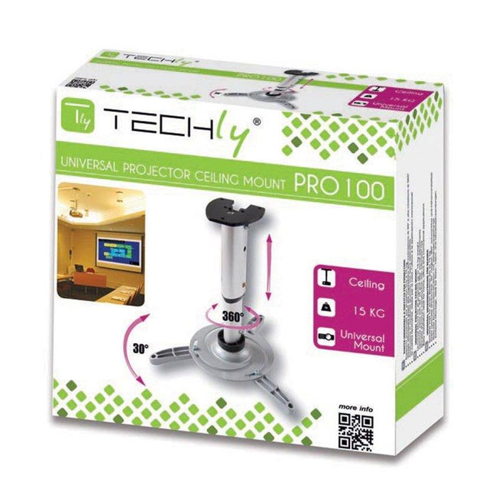 Techly Universal projector ceiling mount 30/37 cm, 15 kg, silver