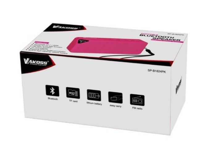 Nešiojama kolonėlė Vakoss SP-B1824PK, Mikrofonas, FM, microUSB, Rožinė