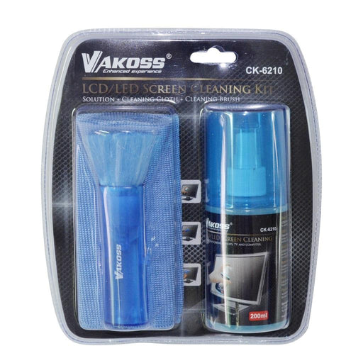 Rinkinys LCD ekranų valymui Vakoss - skystis 200ml/šepetėlis/servetėlė