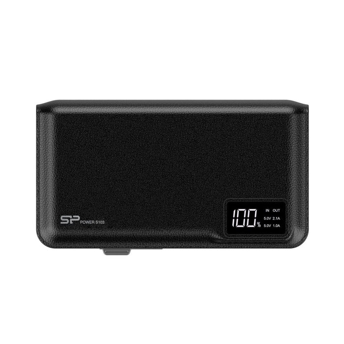 Nešiojamas įkroviklis Silicon Power S103 10000mAH, microUSB, USB, LCD, juodas