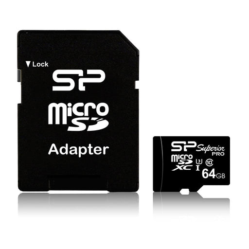 Silicon Power atminties kortelė Micro SDXC 64GB Class 3 Elite UHS-1 U3 +Adapteri