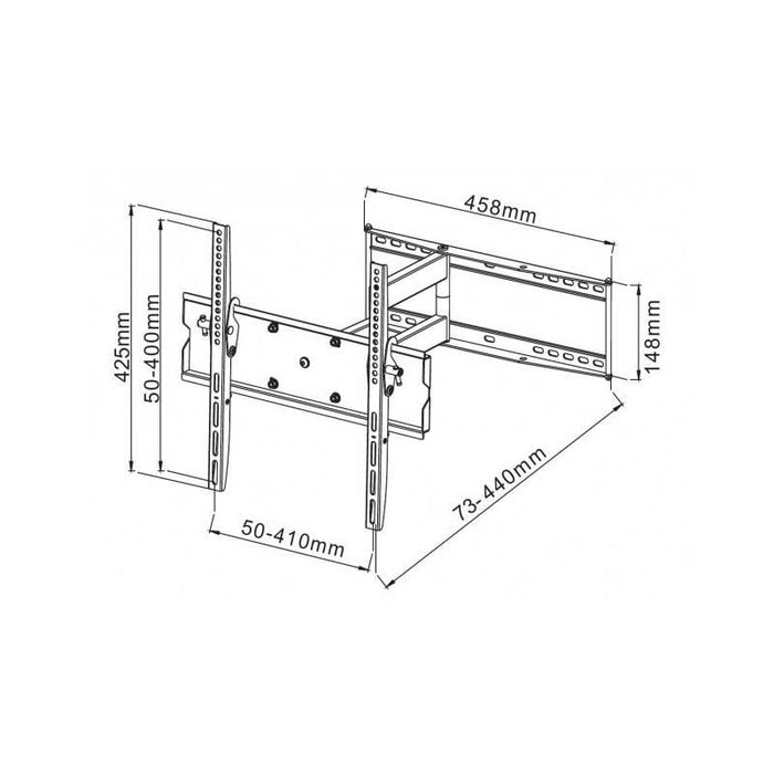 Sieninis laikiklis Techly TV LCD/LED/PDP 23-55'' 50kg VESA Reguliuojamas, baltas