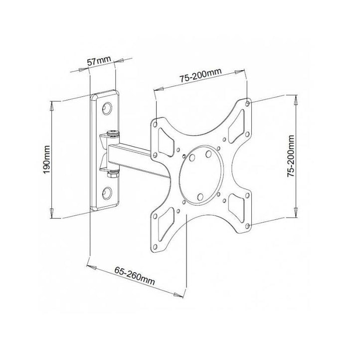 Sieninis laikiklis Techly TV LCD/LED/PDP 19-37'' 25kg VESA šarnyrinis, baltas
