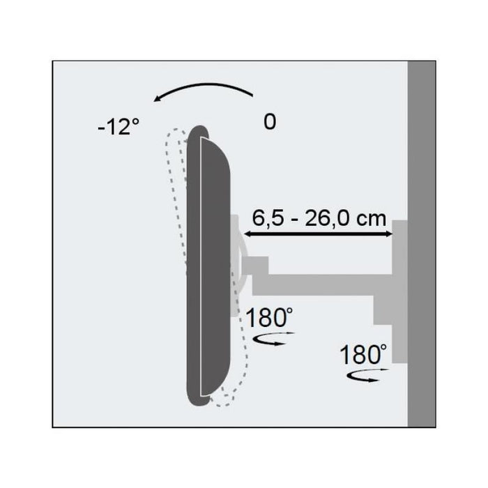 Sieninis laikiklis Techly TV LCD/LED/PDP 19-37'' 25kg VESA šarnyrinis, baltas