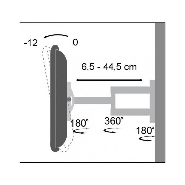 Sieninis laikiklis Techly TV LCD/LED/PDP Šarnyrinis 19-37'' 25 kg VESA Baltas