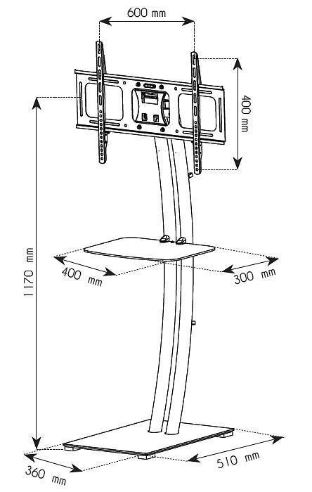 Techly grindų stovas LCD / LED / Plazminiam televizoriui 32''-70'', 68kg, VESA