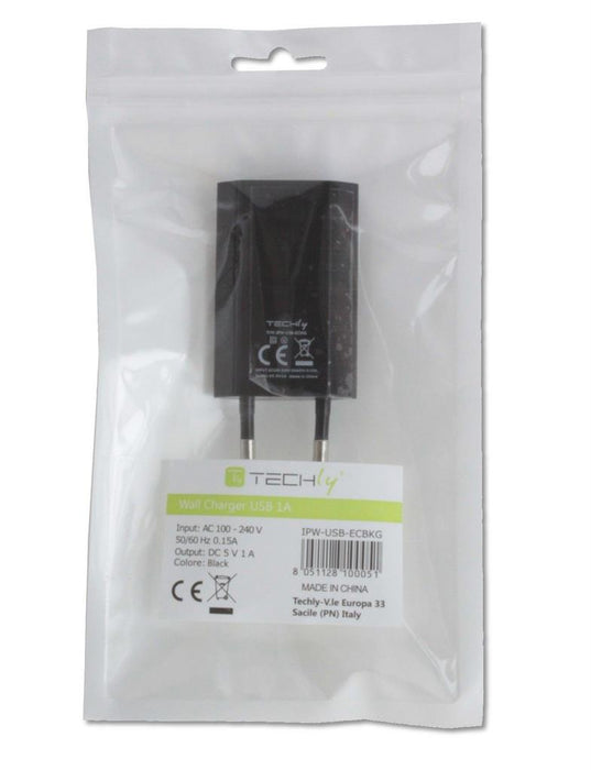 Techly plonas USB įkroviklis 230V -> 5V / 1A juodas