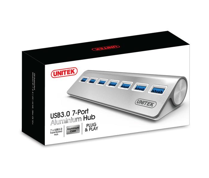 Unitek Hub 7x USB 3.0. aliuminis, Y-3187