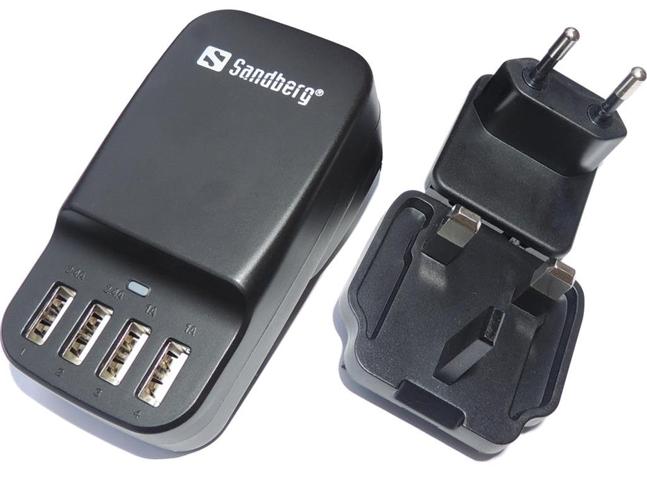 Maitinimo šaltinis Sandberg AC USB 4in1 EU+UK, 6800mA, 2 x 2.4A & 2 x 1A