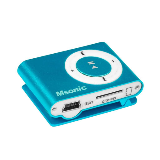 MP3 grotuvas su kortelių skaitytuvu Msonic, ausinės, miniUSB kabelis, mėlynas