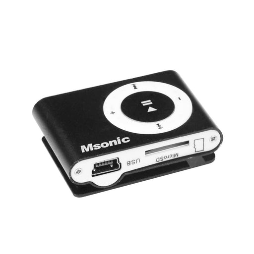 MP3 grotuvas su kortelių skaitytuvu Msonic, ausinės, miniUSB kabelis, juodas