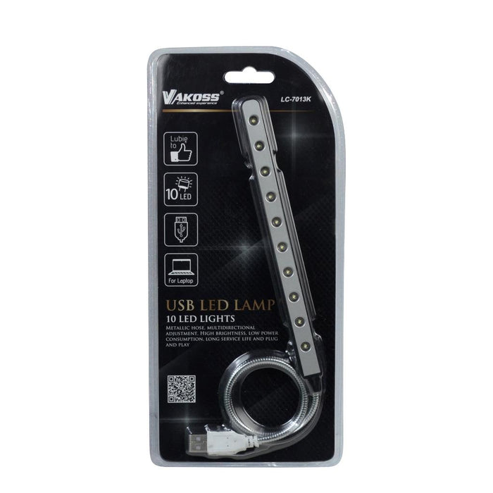 VAKOSS USB lempa nešiojamojo kompiuterio, 10 LED, LC-7013K Juoda
