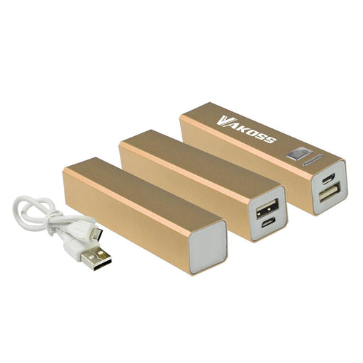 Nešiojamas įkroviklis Vakoss power bank TP-2575G, 2500mAh, Aliuminis, Aukso sp.