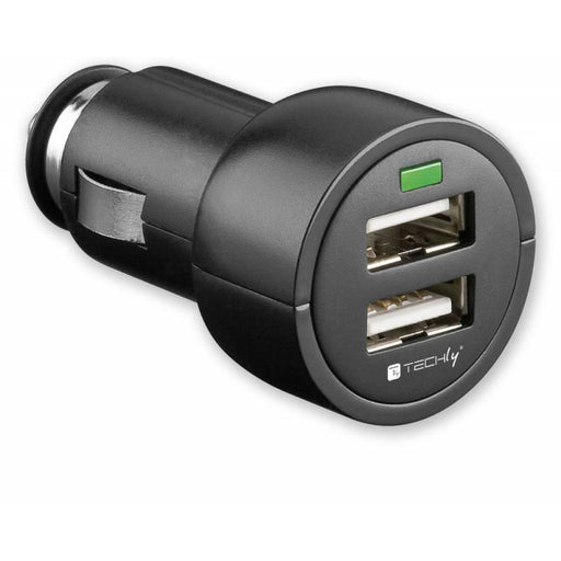 Techly Automobilinis USB įkroviklis 5V 3.1A, 12/24V, du USB prievadai, juodas
