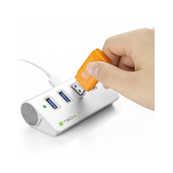 Techly Šakotuvas USB 3.0 Super-Speed, 4 prievadai, aliumininis, sidabrinis