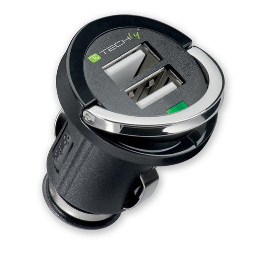 Automobilinis įkroviklis Techly USB 5V 2.1A, 12/24V, 2x USB, juodas