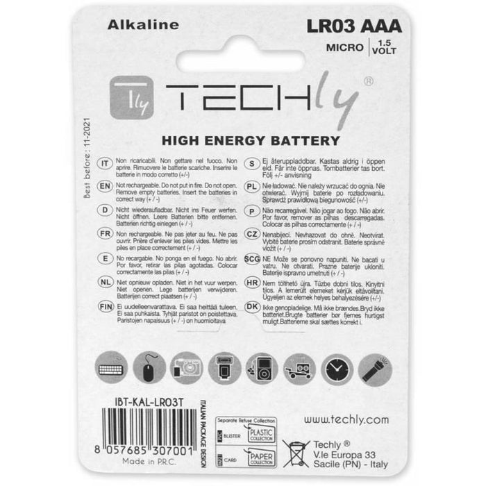 Šarminė baterija Techly 1.5V AAA LR03 4 vnt.