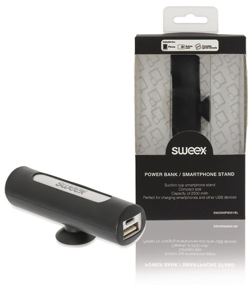 Išmaniojo telefono stovas-maitinimo blokas, 2500 mAh, juodas