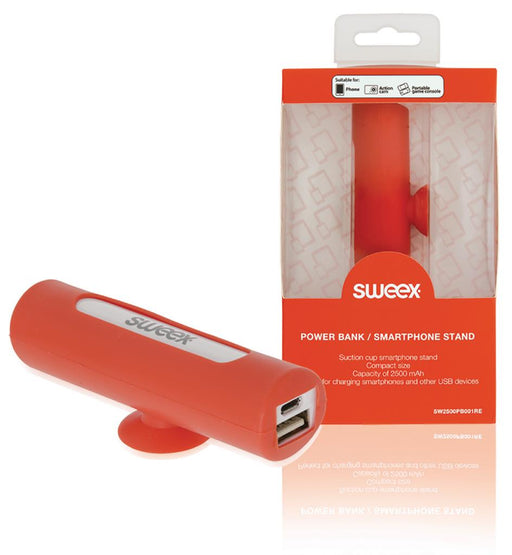 Išmaniojo telefono stovas-maitinimo blokas, 2500 mAh, raudonas