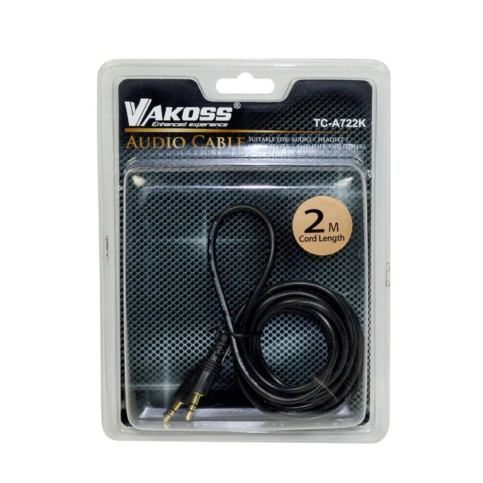 Vakoss Audio cable minijack 3,5mm M -> M  2m,  juoda, lizdinė plokštelė