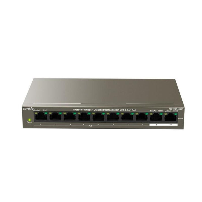 Tenda TEF1110P-8-102W   8 X 10/100Mbps PoE + 2 Gigabit