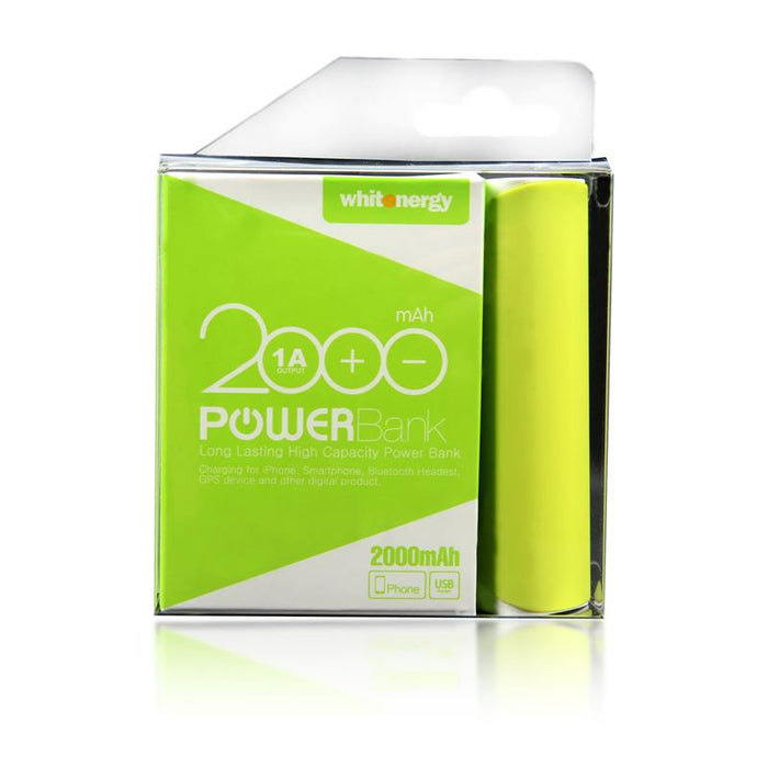 Nešiojamas įkroviklis Whitenergy power bank 2000mAh 1A, Žalias