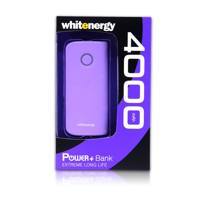 Nešiojamas įkroviklis Whitenergy power bank 4000mAh 1-2.1A, Violetinis