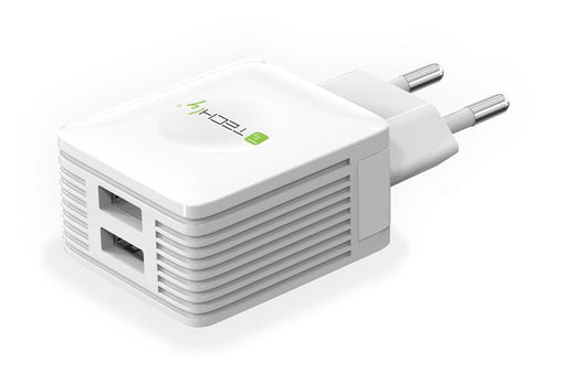 Techly dviejų prievadų USB įkroviklis 230V -> 2x USB 5V 2.1A ir 2.1A, baltas