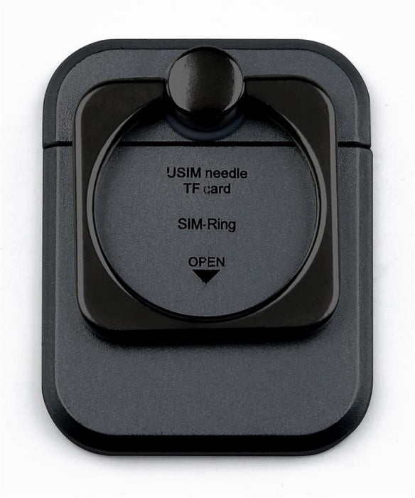 Techly universalus telefonų laikiklis ir stovas Ring su dėtuve kortelėms, juodas