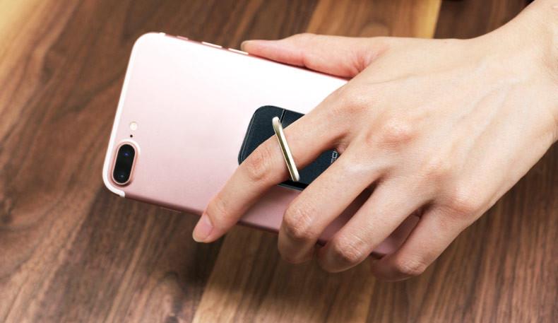 Techly universalus telefonų laikiklis ir stovas Ring su dėtuve kortelėms, juodas