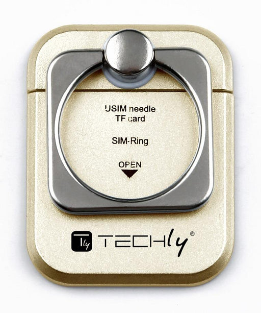 Techly universalus telefonų laikiklis ir stovas Ring su dėtuve kortelėms, auksin