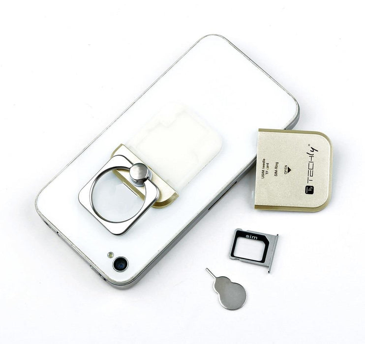 Techly universalus telefonų laikiklis ir stovas Ring su dėtuve kortelėms, auksin