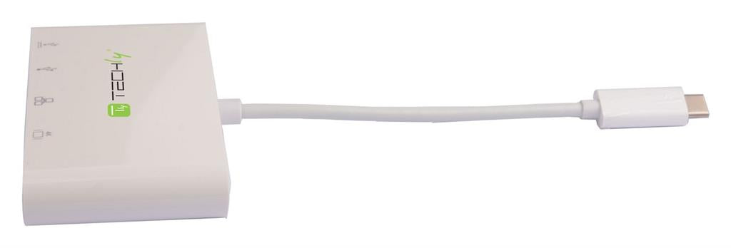 Techly USB-C 3.1 multi adapteris -> 4K HDMI / Gigabit RJ45 / USB-A/USB-C baltas