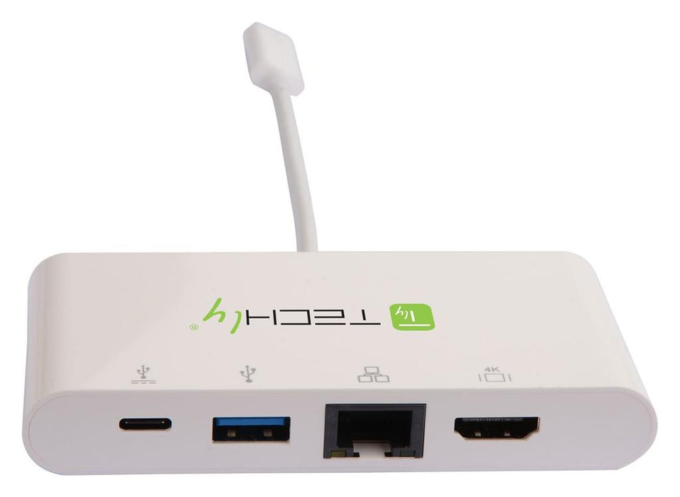 Techly USB-C 3.1 multi adapteris -> 4K HDMI / Gigabit RJ45 / USB-A/USB-C baltas