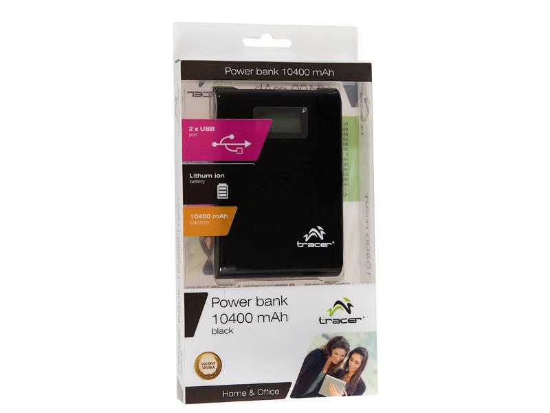 Nešiojamas įkroviklis Tracer power bank 10400mAh, Juodas