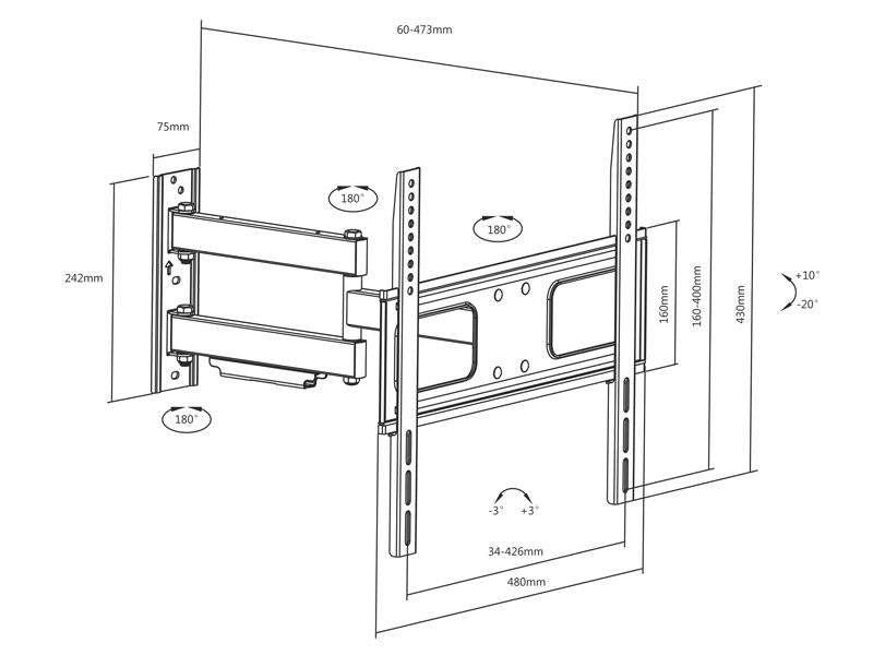 Televizoriaus laikiklis Tracer Wall 890 32''-55'' Sieninis