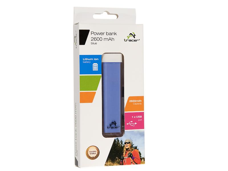 Nešiojamas įkroviklis Tracer power bank 2600mAh, Mėlynas