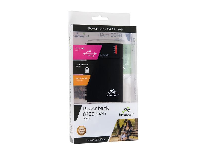 Nešiojamas įkroviklis Tracer power bank 8400mAh, Juodas