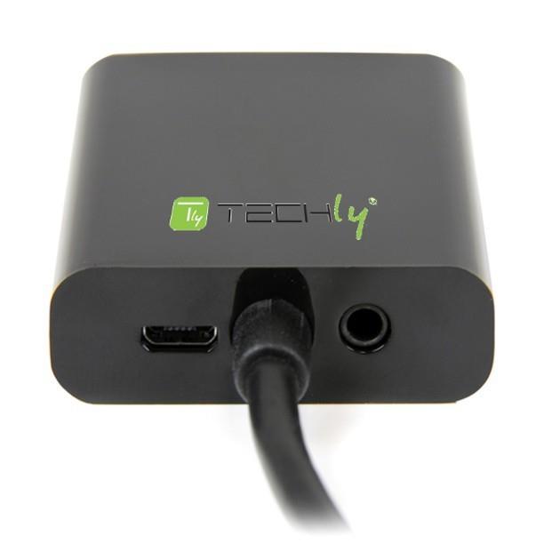 Techly Konverteris HDMI male į VGA female su audio bei micro-USB
