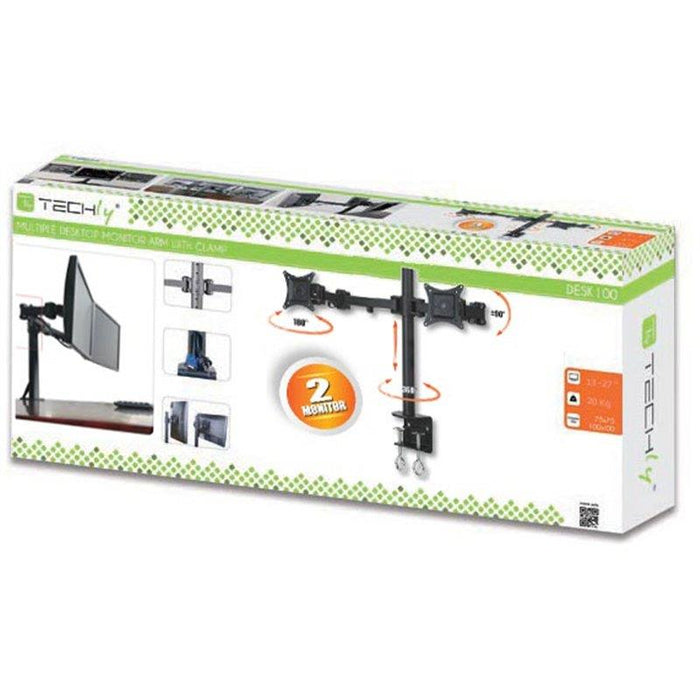 Dvigubas stalinis laikiklis Techly, monitoriams LED/LCD 13-27'' 2x10kg reg.