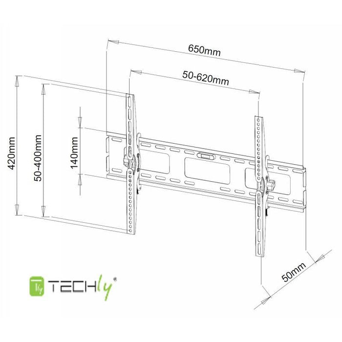 Techly Sieninis laikiklis TV LCD/LED/PDP 40-65'' 60 kg VESA palenkiamas juodas