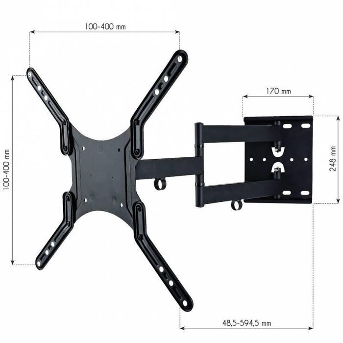 Techly Sieninis laikiklis TV LCD/LED/PDP 23-55'' 45 kg VESA juodas